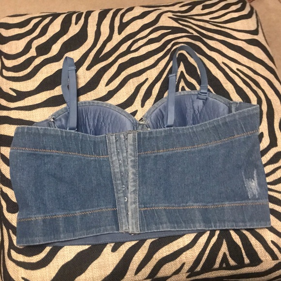 Women’s Denim Bustier Corset Top Bra - Picture 4 of 6